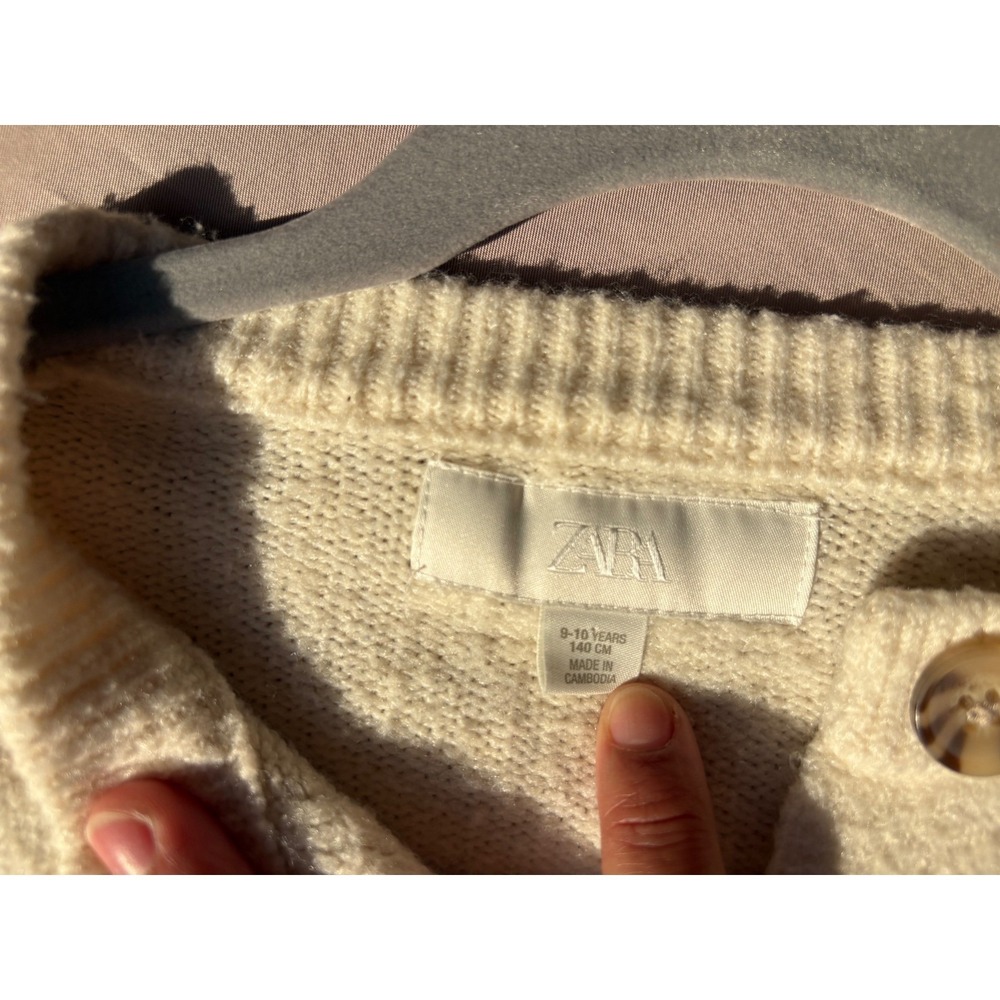 Zara Kids Cream Knit Button Front Cardigan Sweater Off White Size 9-10 Years - Picture 4 of 11